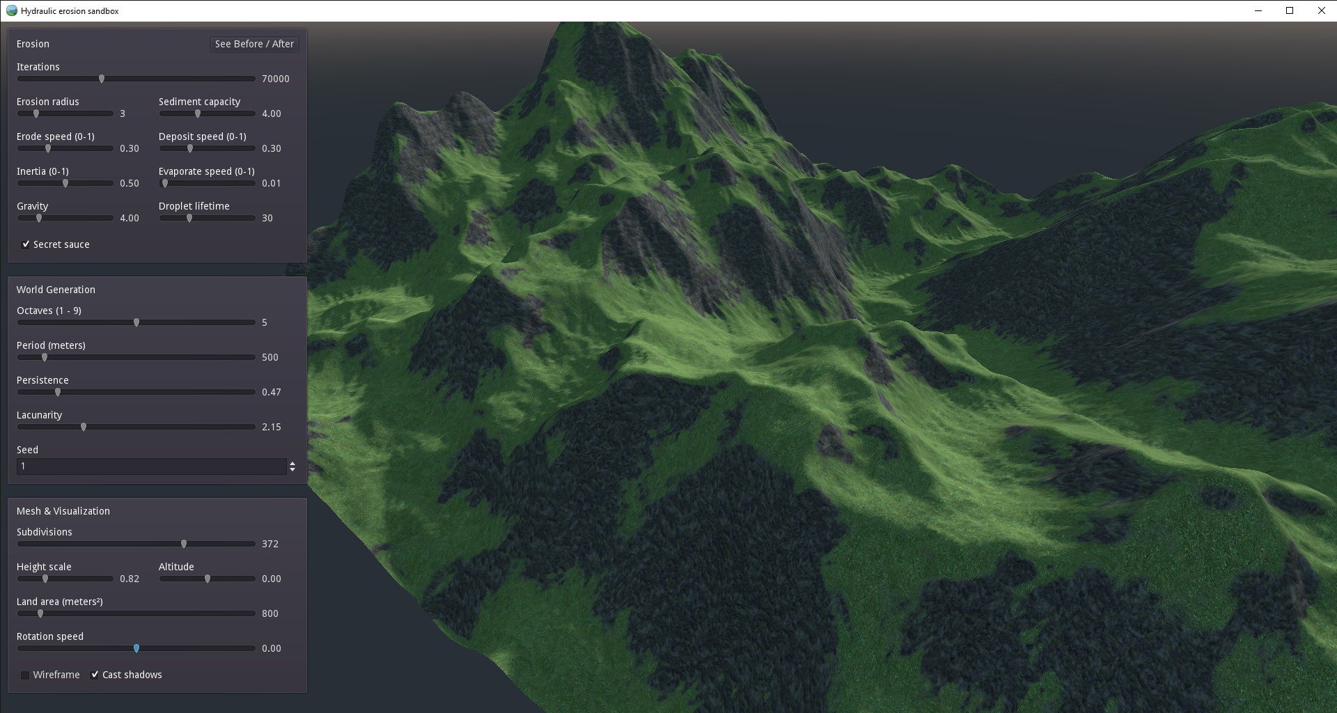 Hydrolic erosion sandbox in Godot